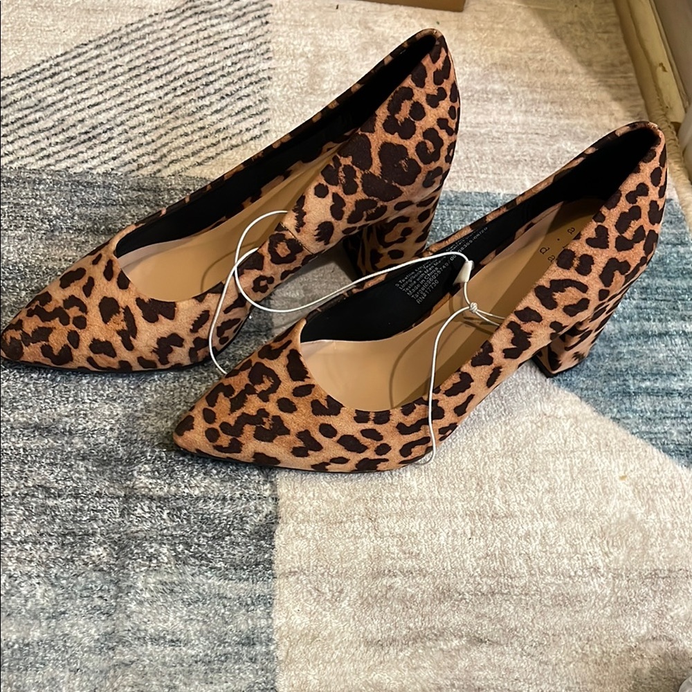 a new day Brown Wedge Heels with Leopard Print